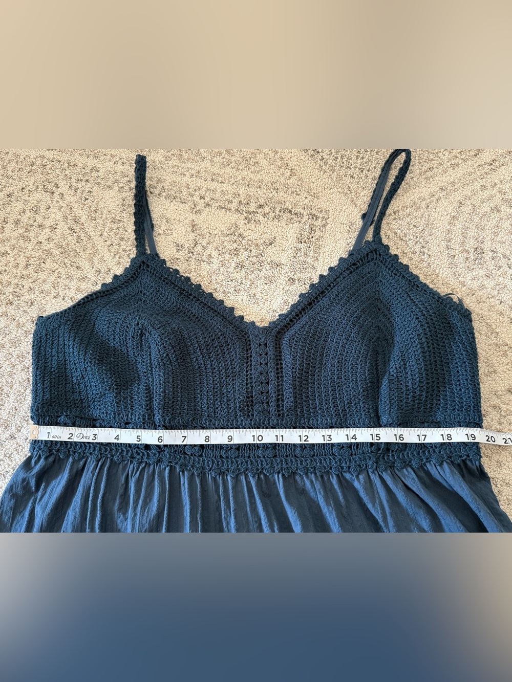 Old Navy Maxi Dress Crochet Bodice Dark Teal Sz 2X - Picture 6 of 9